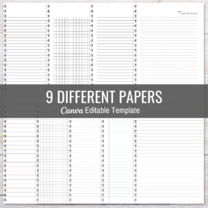 PLR Canva Editable Lined Paper Bundle, Notebook Lined Paper